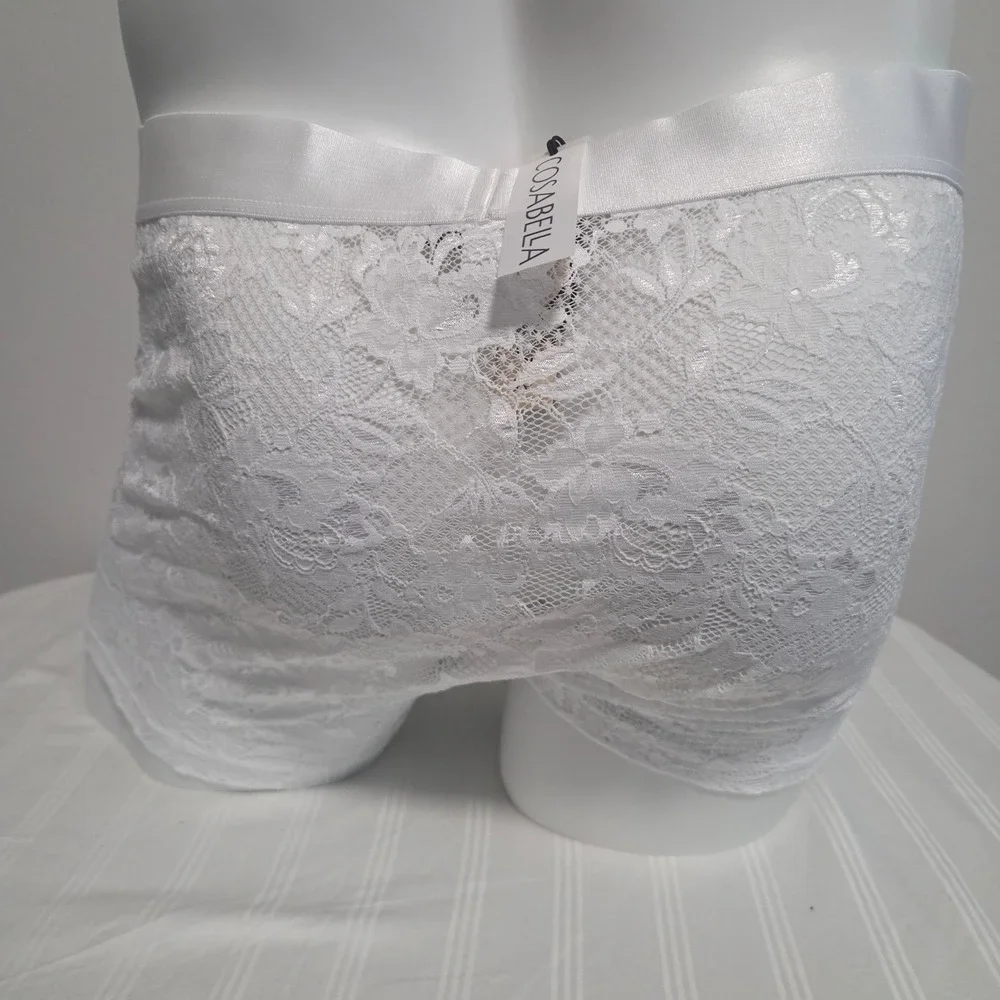 Cosabella Never Say Never Mens White Lace Boxer Briefs Trunks New